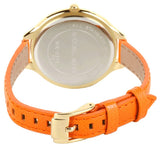 Michael Kors Runway Quartz Gold Dial Orange Leather Strap Watch For Women - MK2275