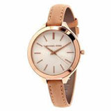 Michael Kors Runway Slim Quartz White Dial Beige Leather Strap Watch For Women - MK2284