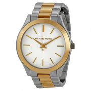 Michael Kors Runway Slim Silver Dial Two Tone Stainless Steel Strap Watch for Women - MK3198