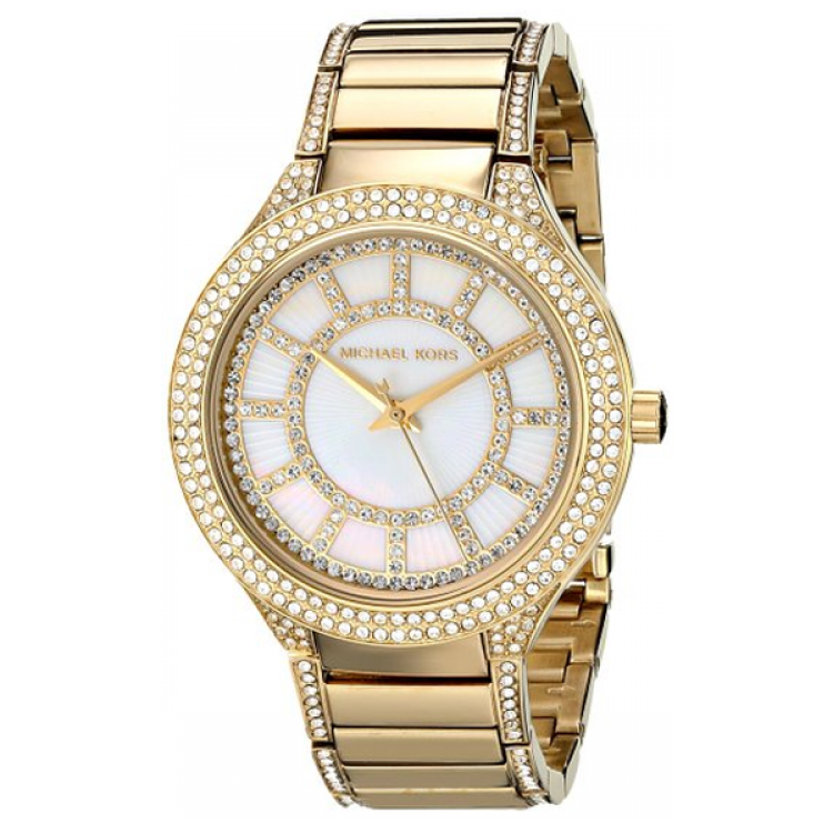 Michael Kors Kerry Mother of Pearl Dial Gold Steel Strap Watch for