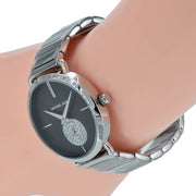 Michael Kors Portia Black Dial Silver Steel Strap Watch for Women - MK3638