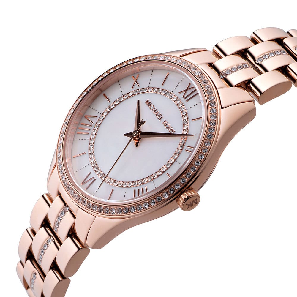 Mother Lauryn Steel Michael Dial Rose Strap Women for Watch Pearl Gold Kors of