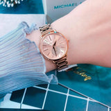 Michael Kors Portia Analog Quartz Rose Gold Dial Rose Gold Steel Strap Watch For Women - MK3839