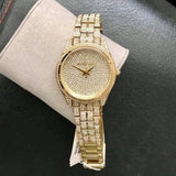 Michael Kors Lauryn Crystals Gold Dial Gold Steel Strap Watch For Women - MK3930