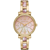 Michael Kors Sofie Crystals Mother of Pearl Pink Dial Two Tone Steel Strap Watch For Women - MK4344