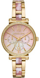 Michael Kors Sofie Crystals Mother of Pearl Pink Dial Two Tone Steel Strap Watch For Women - MK4344