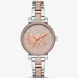 Michael Kors Sofie Crystals Glitz Rose Gold Dial Two Tone Steel Strap Watch For Women - MK4446