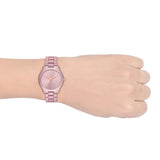 Michael Kors Slim Runway Pink Dial Pink Steel Strap Watch For Women - MK4456