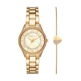 Michael Kors Lauryn Quartz Mother of Pearl Gold Dial Gold Steel Strap Watch For Women - MK4490