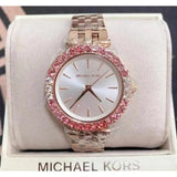 Michael Kors Darci Pave Silver Dial Rose Gold Steel Strap Watch For Women - MK4517