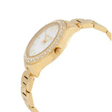 Michael Kors Liliane Mother of Pearl White Dial Gold Steel Strap Watch For Women - MK4555