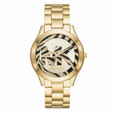 Michael Kors Runway Gold Dial Gold Steel Strap Watch For Women - MK4561