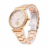 Michael Kors Abbey Three-Hand Analog White Dial Gold Steel Strap Watch for Women - MK4615