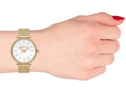 Michael Kors Pyper Quartz Mother of Pearl White Dial Gold Mesh Bracelet Watch For Women - MK4619