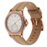 Michael Kors Mini Everest Crystals White Dial Brown Leather Strap Watch for Women - MK4719