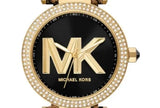 Michael Kors Parker Black Dial Cheetah Print Brown Leather Strap Watch For Women - MK4723