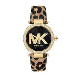 Michael Kors Parker Black Dial Cheetah Print Brown Leather Strap Watch For Women - MK4723