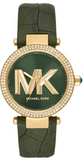 Michael Kors Parker Green Dial Green Leather Strap Watch For Women - MK4724