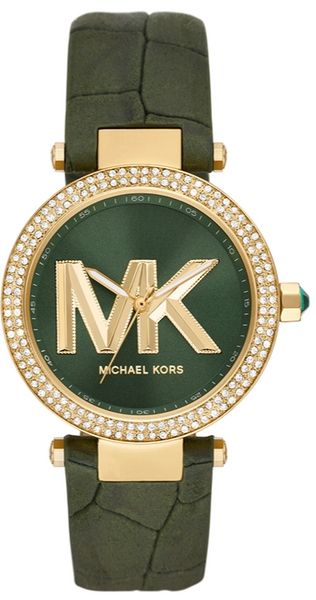 Michael Kors Parker Green Dial Green Leather Strap Watch For  display picture 2