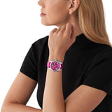 Michael Kors Lexington Quartz Fuchsia Dial Fuchsia Leather Strap Watch For Women - MK4749