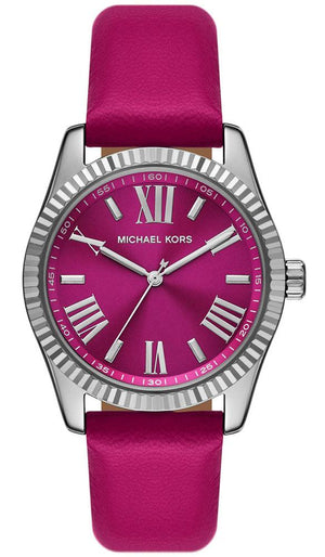 Michael Kors Lexington Quartz Fuchsia Dial Fuchsia Leather Strap Watch For Women - MK4749