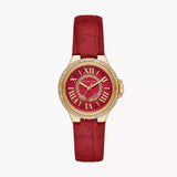 Michael Kors Camille Three-Hand Red Dial Red Leather Strap Watch for Women - MK4750