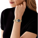 Michael Kors Lexington Three-Hand Blue Dial Gold Steel Strap Watch for Women - MK4802