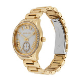 Michael Kors Sage Three-Hand Mother of Pearl White Dial Gold Steel Strap Watch for Women - MK4805