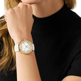 Michael Kors Sage Three-Hand Mother of Pearl White Dial White Leather Strap Watch for Women - MK4818