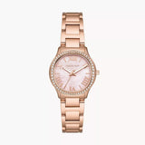 Michael Kors Sage Three-Hand Crystals Mother of Pearl Dial Rose Gold Steel Strap Watch for Women - MK4823