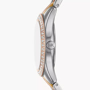 Michael Kors Harlowe Three-Hand Mother of Pearl White Dial Tri Tone Steel Strap Watch for Women - MK4846