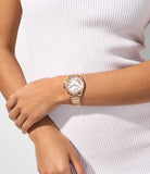 Michael Kors Kacie Three-Hand White Dial Rose Gold Steel Strap Watch for Women - MK4853