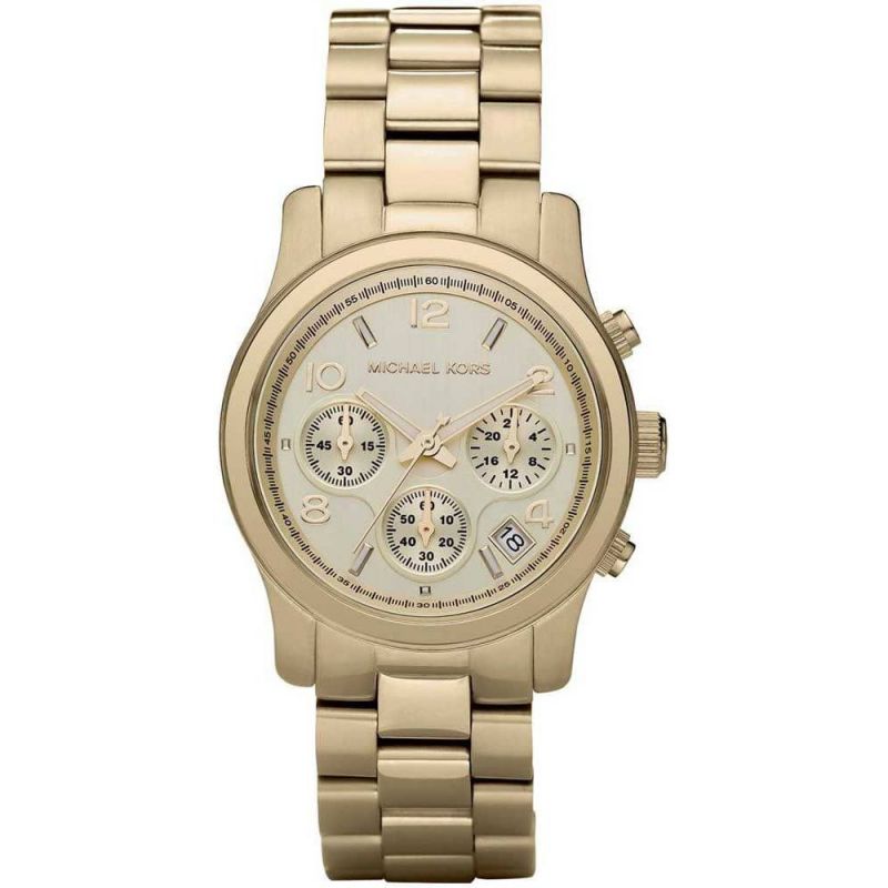 Watch Stainless Runway Steel Women Gold Gold Kors Strap Dial for Michael