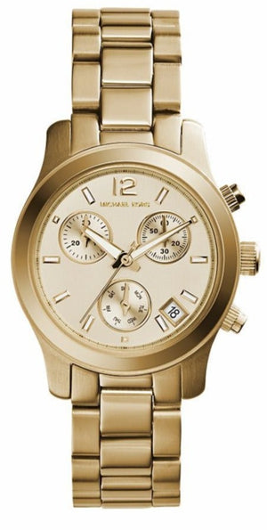 Michael Kors Runway Gold Dial Gold Steel Strap Watch for Women - MK5384