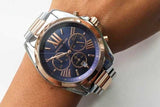 Michael Kors Bradshaw Blue Dial Two Tone Steel Strap Watch for Women - MK5606