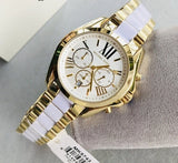 Michael Kors Bradshaw Chronograph White Dial Two Tone Steel Strap Watch For Women - MK5743