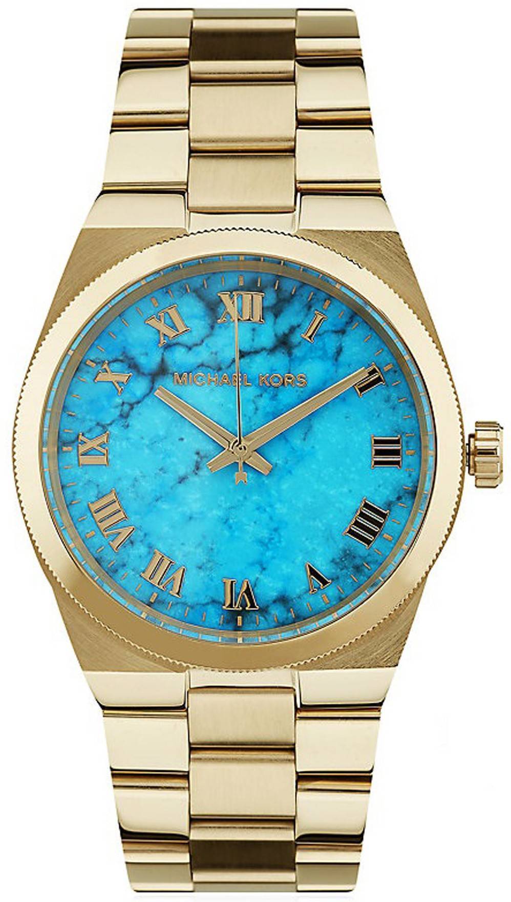 美品【MICHAEL KORS】マイケルコース チャニング MK5894ゴールド Michael Kors Channing Turquoise Dial Gold Steel Strap Watch For Women