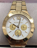 Michael Kors Wyatt Chronograph White Dial Gold Steel Strap Watch For Women - MK5933