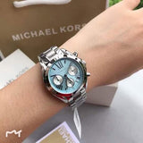 Michael Kors Bradshaw Chronograph Blue Dial Silver Steel Strap Watch For Women - MK6099