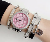 Michael Kors Parker Chronograph Pink Dial Silver Steel Strap Watch For Women - MK6105