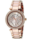 Michael Kors Parker Pink Dial Two Tone Steel Strap Watch for Women - MK6110