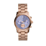 Michael Kors Runway Chronograph Purple Dial Rose Gold Steel Strap Watch For Women - MK6163