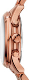 Michael Kors Runway Chronograph Turquoise Dial Rose Gold Steel Strap Watch For Women - MK6164