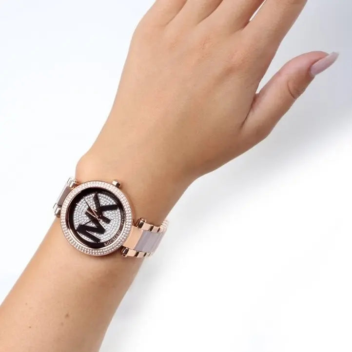 Michael Kors Parker Pink Dial Pink Steel Strap Watch for Women