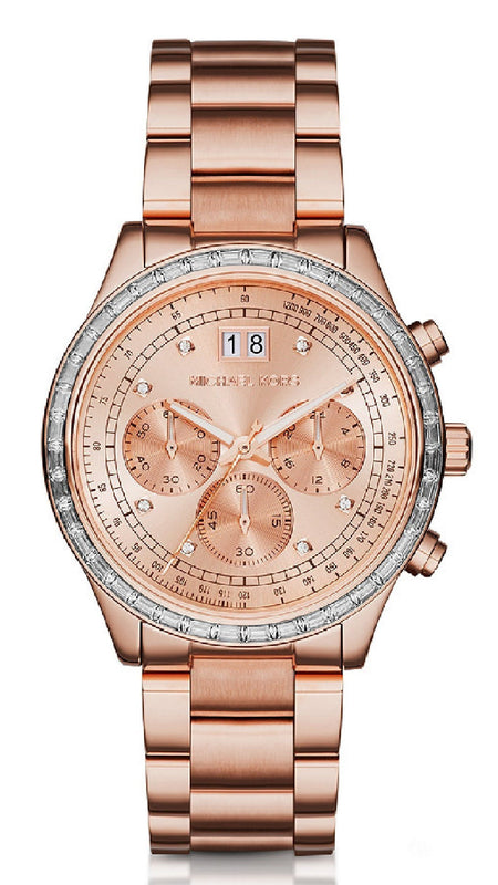 Michael Kors Brinkley Rose Gold Dial Rose Gold Steel Strap Watch for Women - MK6204