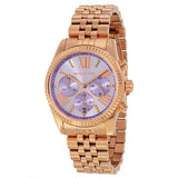 Michael Kors Lexington Purple Dial Rose Gold Steel Strap Watch For Women - MK6207