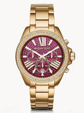 Michael Kors Wren Purple Dial Gold Steel Strap Watch for Women - MK6290