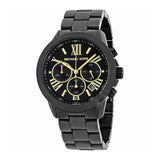 Michael Kors Bradshaw Chronograph Black Dial Black Steel Strap Watch For Women - MK6303