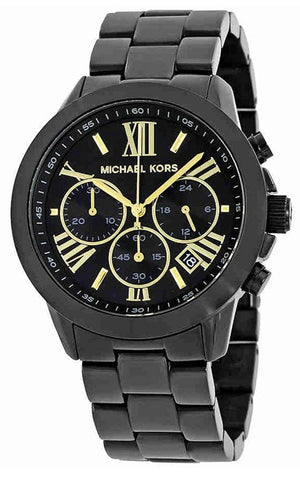 Michael Kors Brecken Chronograph Black Dial Black Steel Strap Watch for Women - MK6302