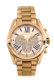Michael Kors Bradshaw Chronograph Rose Gold Dial Rose Gold Steel Strap Watch For Women - MK6321